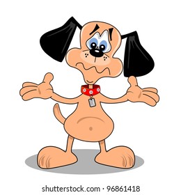 A cartoon dog with a confused puzzled look on face