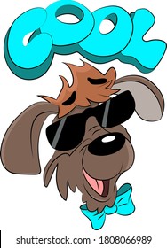 Cartoon dog with a cool text above his head vector illustration