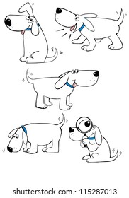 Cartoon Dog With Different Actions