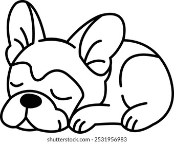 A cartoon dog with ears is sleeping