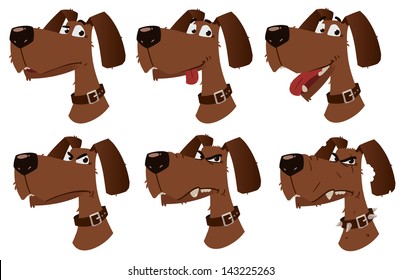 Cartoon Dog Emotions. Character Design