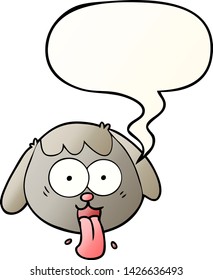 cartoon dog face panting with speech bubble in smooth gradient style