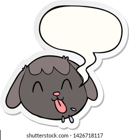 cartoon dog face with speech bubble sticker