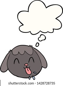 caricatura de perro con burbuja de pensamiento