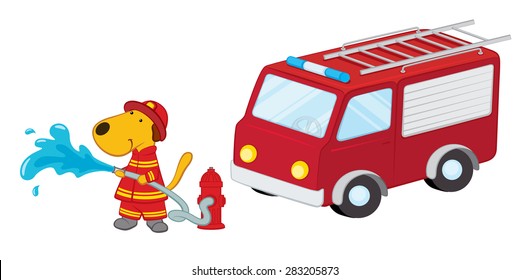 fire truck dog toy