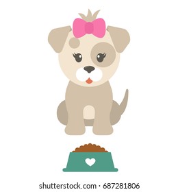 cartoon dog girl with a plate