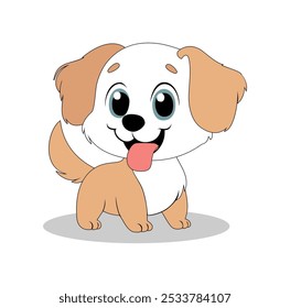 Cartoon Dog Happy Vector Illustration