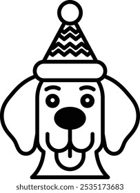 A cartoon dog with a hat on its head