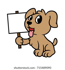 Cartoon Dog Holding a Sign