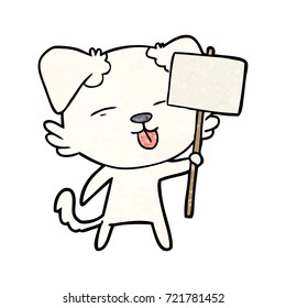 cartoon dog holding sign post