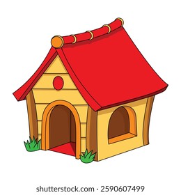Cartoon Dog House – Cute Pet Shelter Illustration
