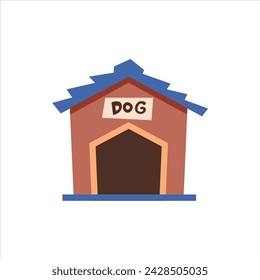 cartoon dog house style flat vector