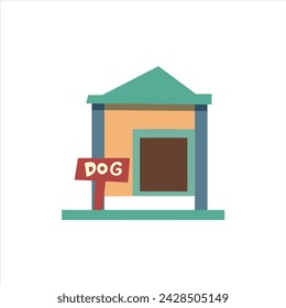 cartoon dog house style flat vector