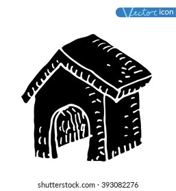 cartoon dog house, vector illustration. black color 