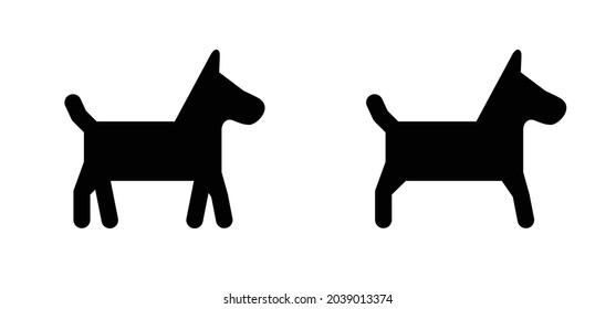 Cartoon dog icon. Flat vector dog pictogram. Black silhouette of a dogs. Pet logo.