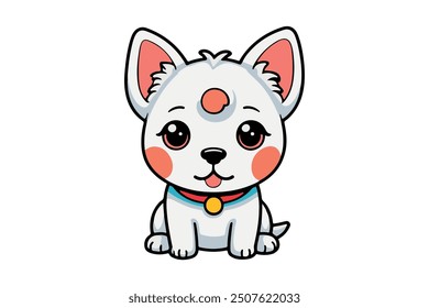 Cartoon Dog Illustration, simple vector art style