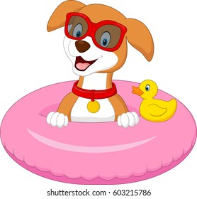 Cartoon dog with inflatable ring