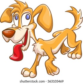 cartoon dog jumping, vector, isolated on white