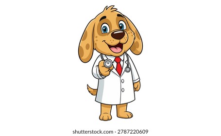 Cartoon dog in lab coat giving thumbs up