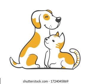 cartoon dog as logo or symbol of pet care. vector illustration