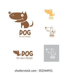 Cartoon dog logo. Vector image. Five options.