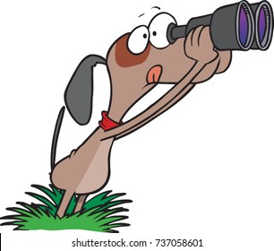 cartoon dog looking through binoculars