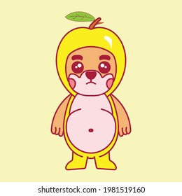 cartoon dog mascot illustration in lemon fruit costume