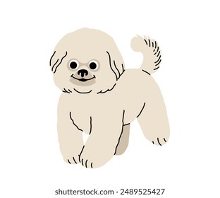 Cartoon Hund in Bewegung. Verschiedene Hunderassen. Aktive Welpen Siberian Husky, Jack Russell Terrier, Cocker Spaniel, Miniatur Pudel, Shar Pei, Bishon Frize. flache Vektorillustration