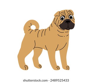 Cartoon Hund in Bewegung. Verschiedene Hunderassen. Aktive Welpen Siberian Husky, Jack Russell Terrier, Cocker Spaniel, Miniatur Pudel, Shar Pei, Bishon Frize. flache Vektorillustration