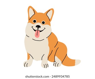 cartoon Dog in motion. Different canine breeds. Active puppies doberman, dalmatian, pomeranian, sheltie, italian greyhound, yorkshire terrier, corgi. Flat vector illustration