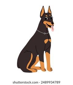 cartoon Dog in motion. Different canine breeds. Active puppies doberman, dalmatian, pomeranian, sheltie, italian greyhound, yorkshire terrier, corgi. Flat vector illustration