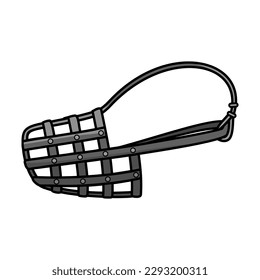 Cartoon dog muzzle. Accessory for puppies and adults dogs. Vector isolated illustration. Colorful clipart of accessories and goods for pet shop.