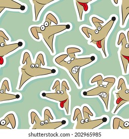 cartoon dog muzzle with different emotions.seamless pattern 
