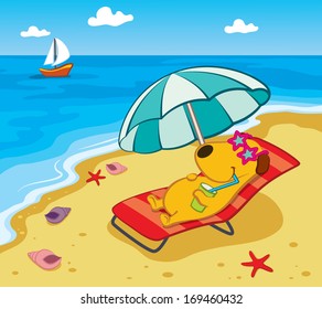 Cartoon Dog on the Beach