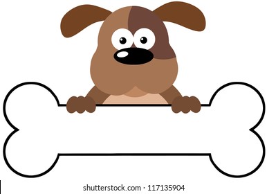 Cartoon Dog Over A Bone Banner