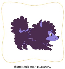 Cartoon dog: pomeranian Spitz. Vector illustration. Isolated on white background.