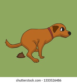 cartoon dog pooping, isolated vector illustration, cute puppy and its dropping