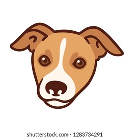 Cartoon dog portrait. Cute stylized puppy head vector illustration.