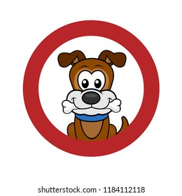 cartoon dog in red circle. free space for text