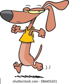 cartoon dog running or exercising