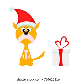 Cartoon dog in santa