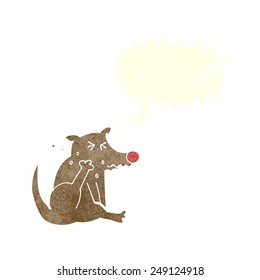 cartoon dog scratching with speech bubble
