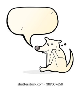 cartoon dog scratching with speech bubble