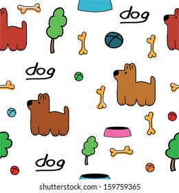 Cartoon dog seamless pattern