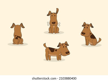 Cartoon dog set. Dogs happy cute animal poses vector isolated symbol illustration