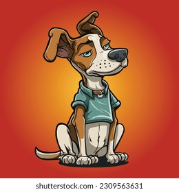 Cartoon Dog sit character logo