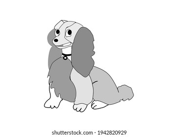 Cartoon dog sit.Dog trick icon .Cute animal. Isolate on white background. Copy space for your text.