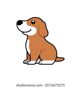 Cartoon Dog Sitting Flat Illustration