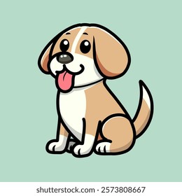 cartoon dog sitting smiling, vector illustration design.