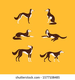 Cartoon dog sketch line icon. Greyhound icons set. Childish print for nursery, kids apparel, poster, postcard, pattern.